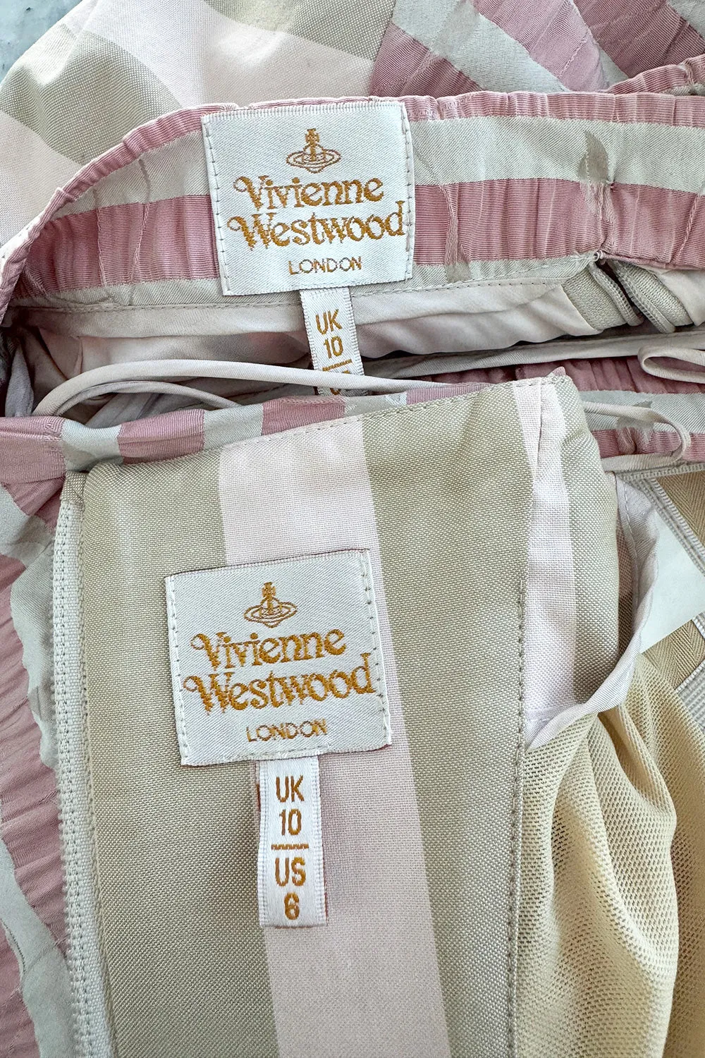 Fall 2005 Vivienne Westwood 'Propaganda' Runway Stripe & Tulle Corset & Skirt Dress Set