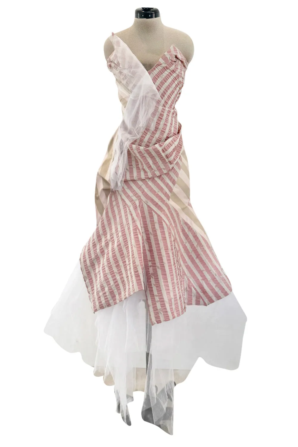 Fall 2005 Vivienne Westwood 'Propaganda' Runway Stripe & Tulle Corset & Skirt Dress Set