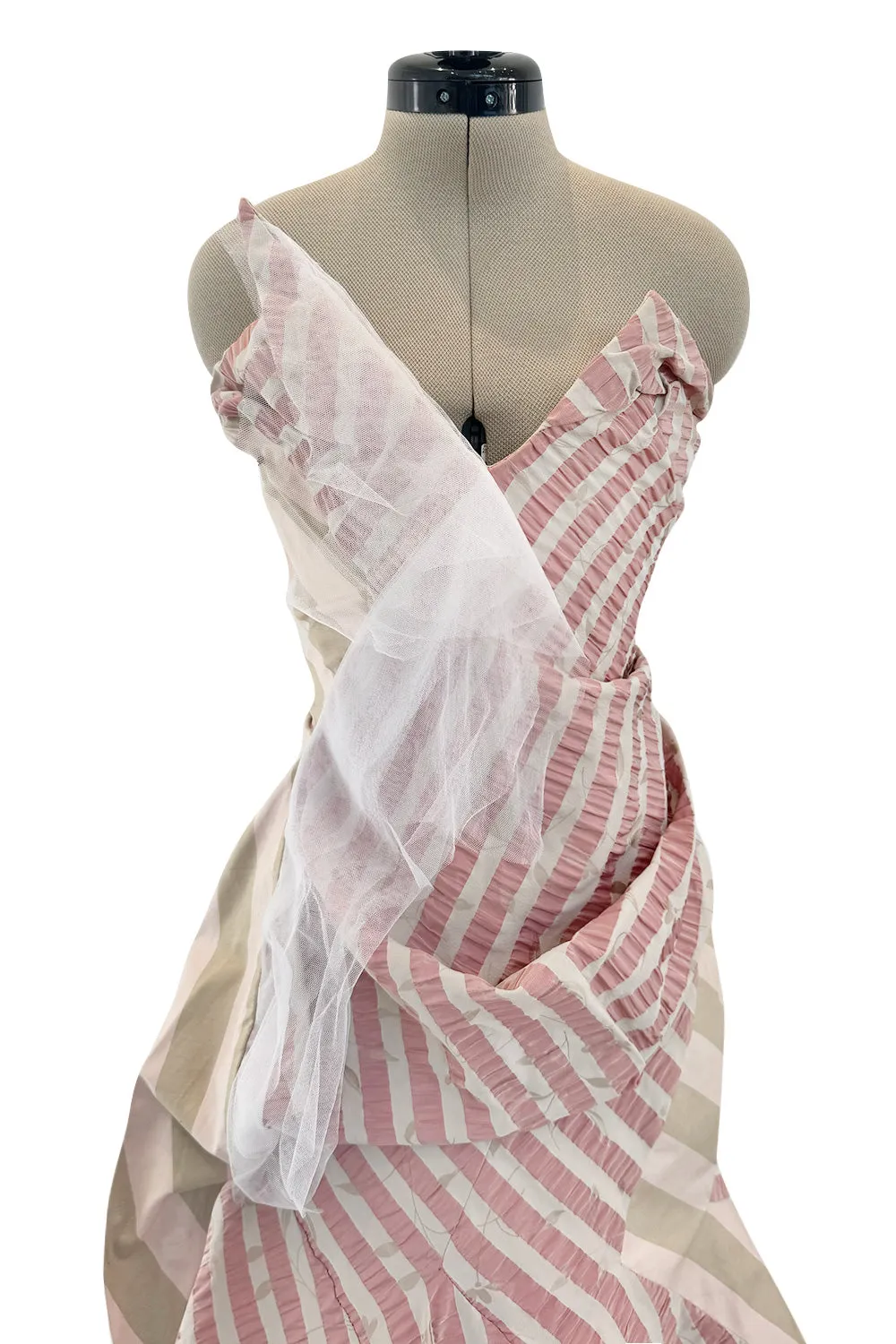 Fall 2005 Vivienne Westwood 'Propaganda' Runway Stripe & Tulle Corset & Skirt Dress Set