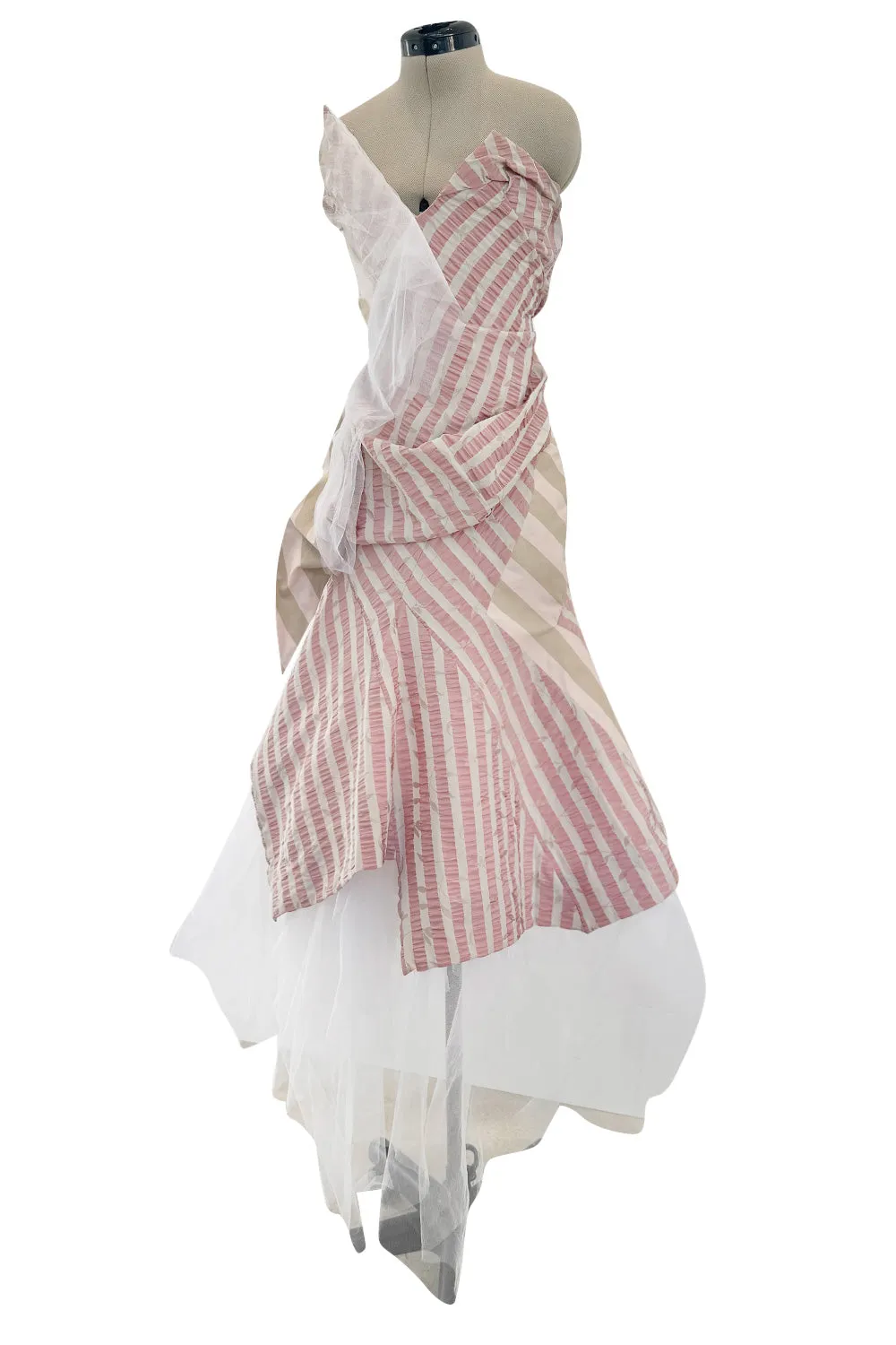 Fall 2005 Vivienne Westwood 'Propaganda' Runway Stripe & Tulle Corset & Skirt Dress Set