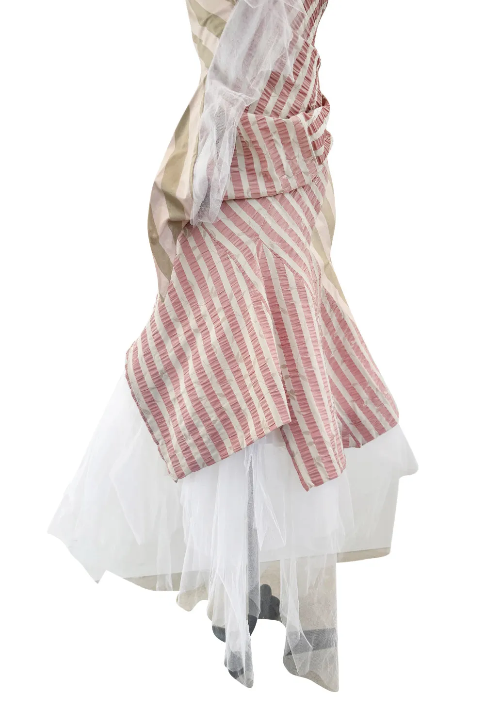 Fall 2005 Vivienne Westwood 'Propaganda' Runway Stripe & Tulle Corset & Skirt Dress Set