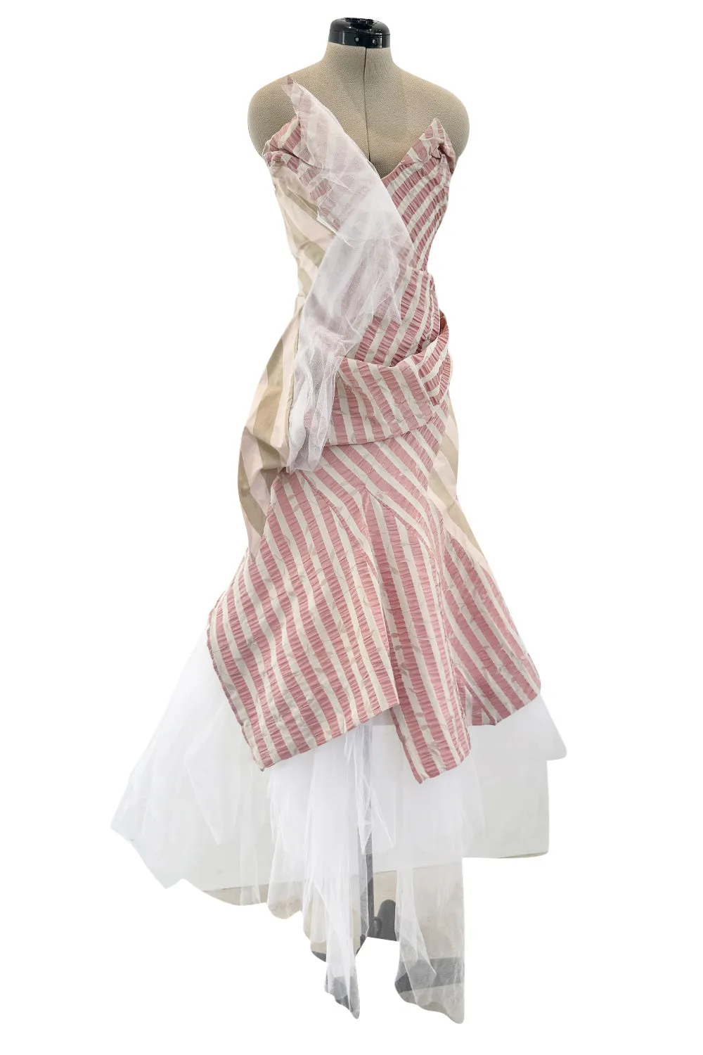Fall 2005 Vivienne Westwood 'Propaganda' Runway Stripe & Tulle Corset & Skirt Dress Set