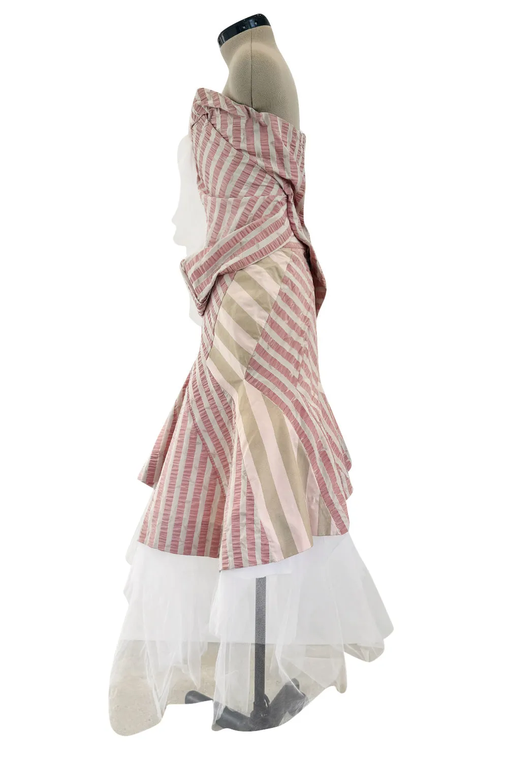 Fall 2005 Vivienne Westwood 'Propaganda' Runway Stripe & Tulle Corset & Skirt Dress Set