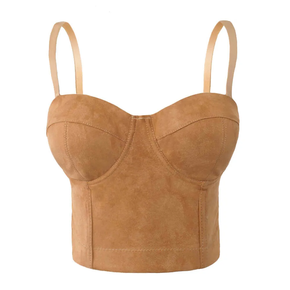 Faux Suede Corset Bralet Women's Bustie Top