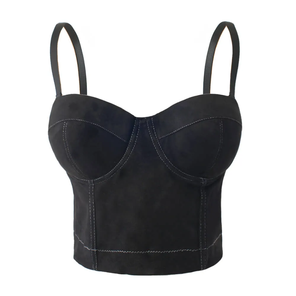 Faux Suede Corset Bralet Women's Bustie Top