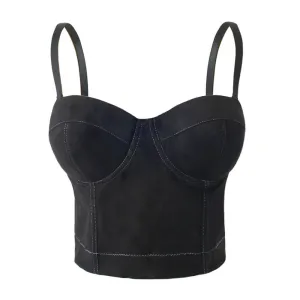 Faux Suede Corset Bralet Women's Bustie Top