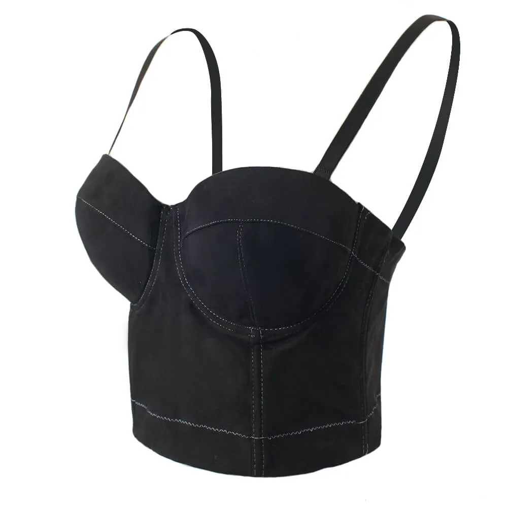 Faux Suede Corset Bralet Women's Bustie Top