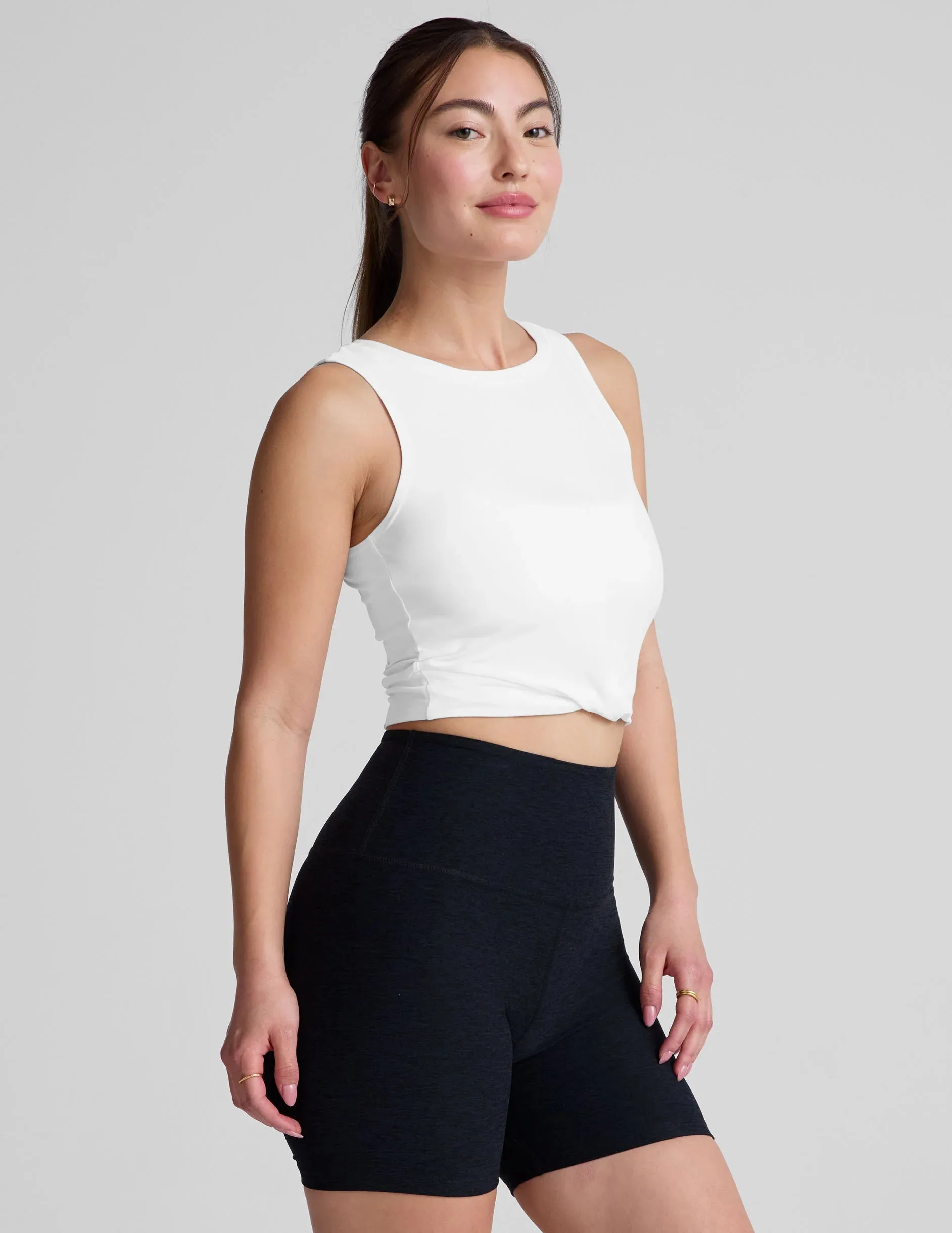 Featherweight Center Stage Cropped Tank by Beyond Yoga | Cloud White