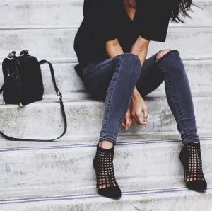 Fish Net High Ankle Tall Heels