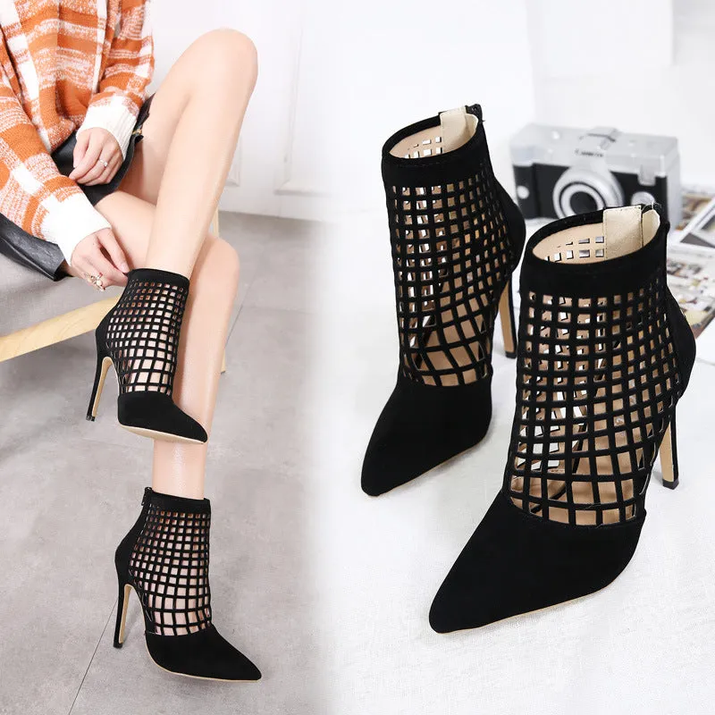 Fish Net High Ankle Tall Heels