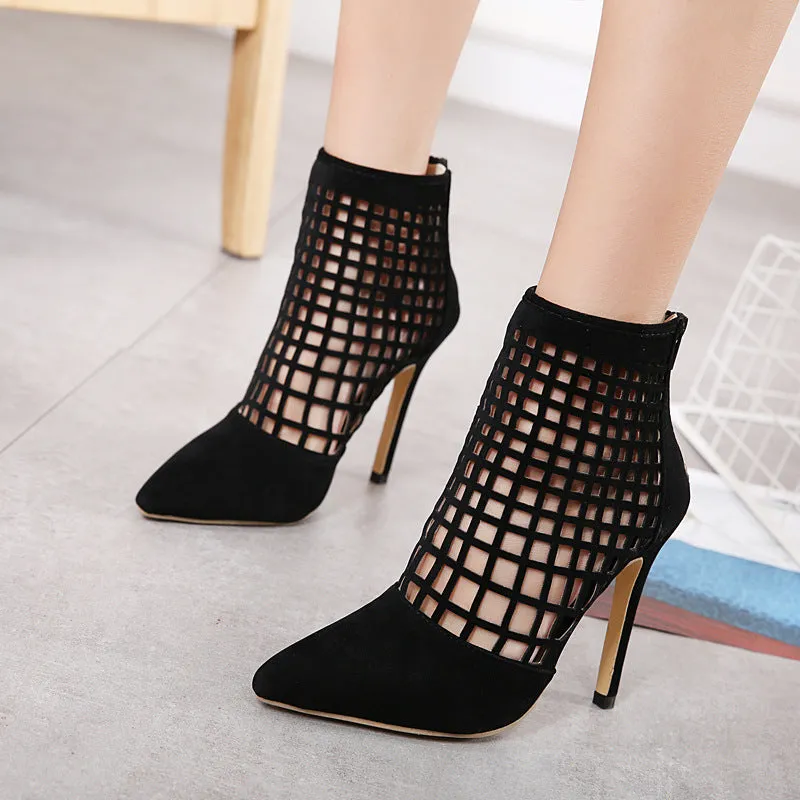 Fish Net High Ankle Tall Heels