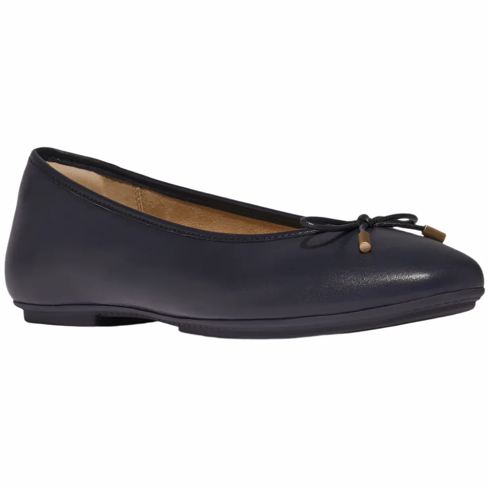 FitFlop Delicato Bow Soft Leather Midnight Navy Ballerina Shoes
