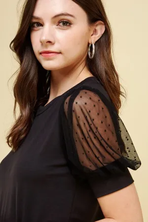 Forever and Always Polka Dot Lace Top in Black