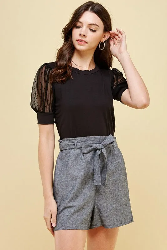 Forever and Always Polka Dot Lace Top in Black