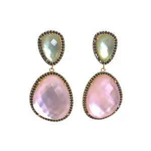 Freeform Drop Earrings -wit and whimsy- pale sage green and ballet slipper pink