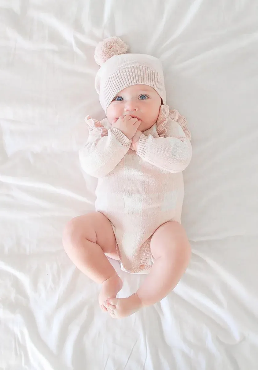 Frill L/Slv Knit Bodysuit - Ballet Pink Gingham