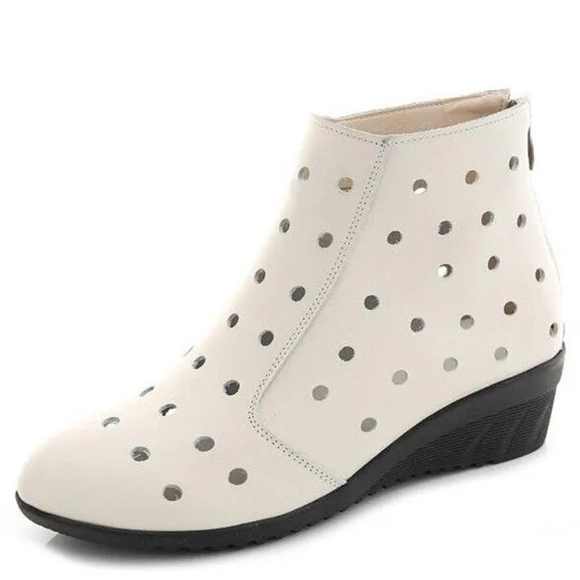 Full genuine leather Hollow Comfort Ankle Boots Summer Women Sandals Plus Size 2020 Summer Sandals Casual Shoes Fashion Sandals