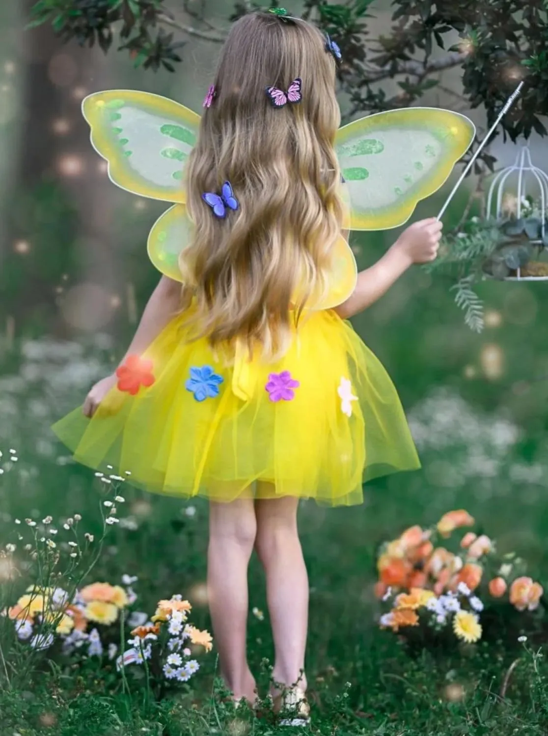 Girls Golden Butterfly Fairy Costume Dress