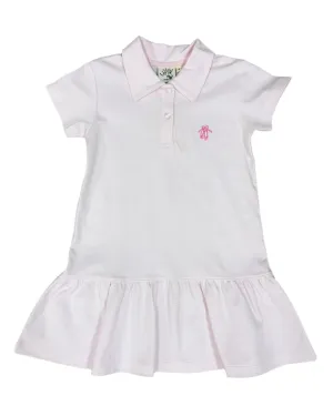 Girls Polo Dress - Pink Stripes w/ Ballet Shoe