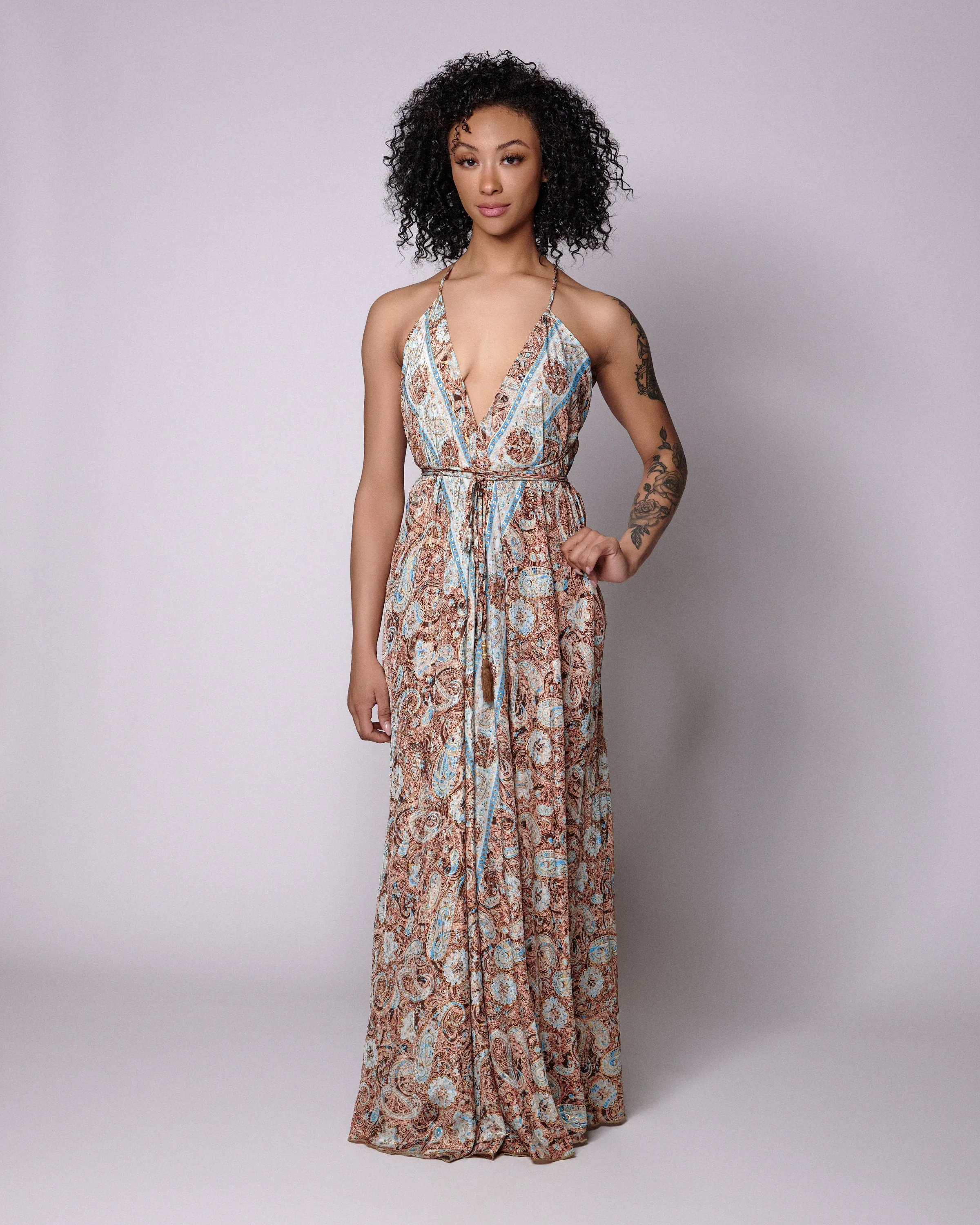 Goddess Dress /Maxi Bohemian Dress/ Open Back Dress/