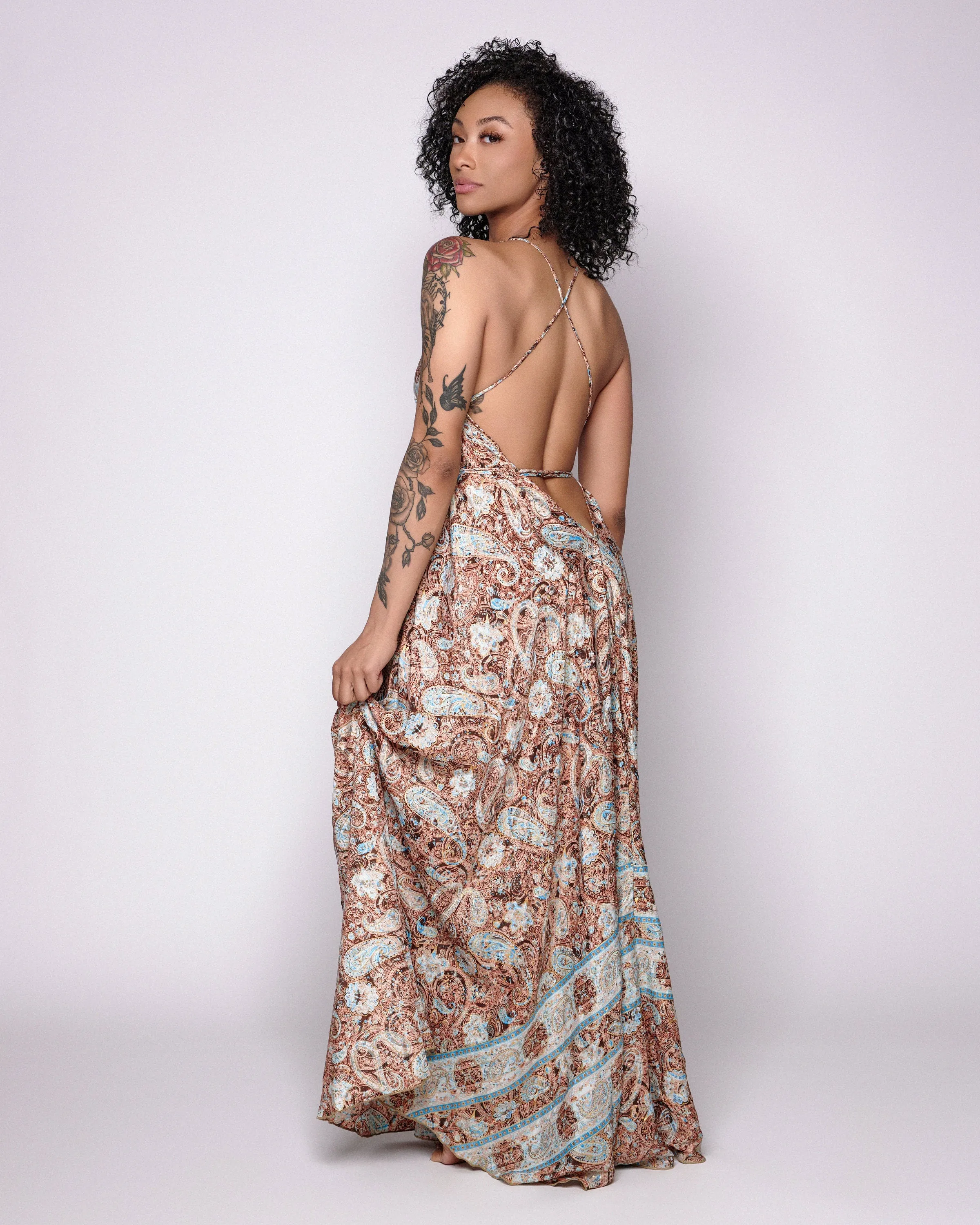 Goddess Dress /Maxi Bohemian Dress/ Open Back Dress/