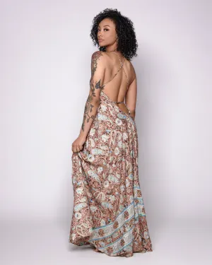 Goddess Dress /Maxi Bohemian Dress/ Open Back Dress/