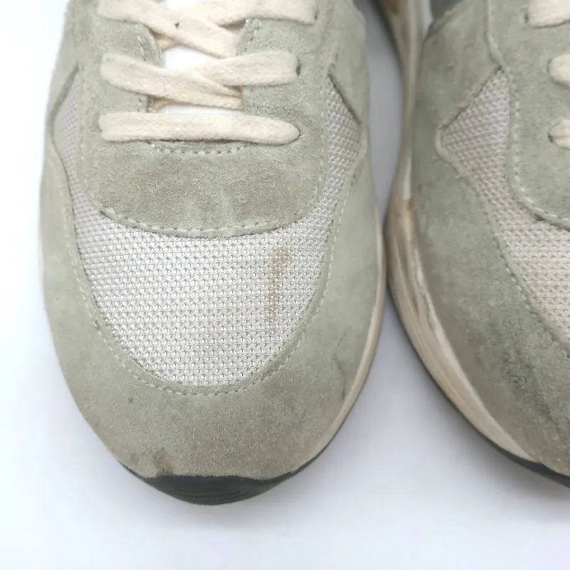 Golden Goose Running Sole Sneakers Silver Leather & Gray Suede Size 38
