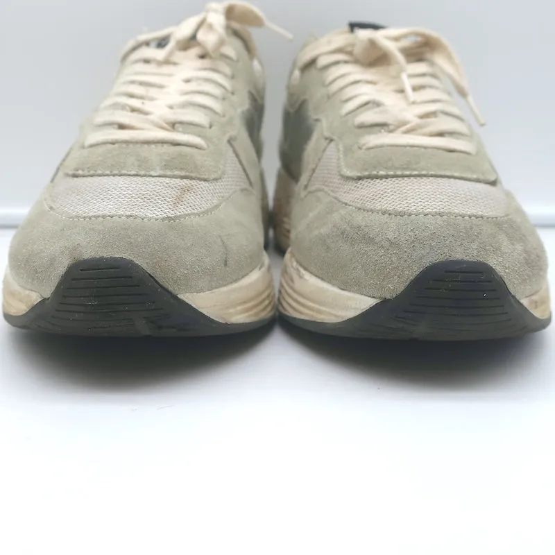 Golden Goose Running Sole Sneakers Silver Leather & Gray Suede Size 38