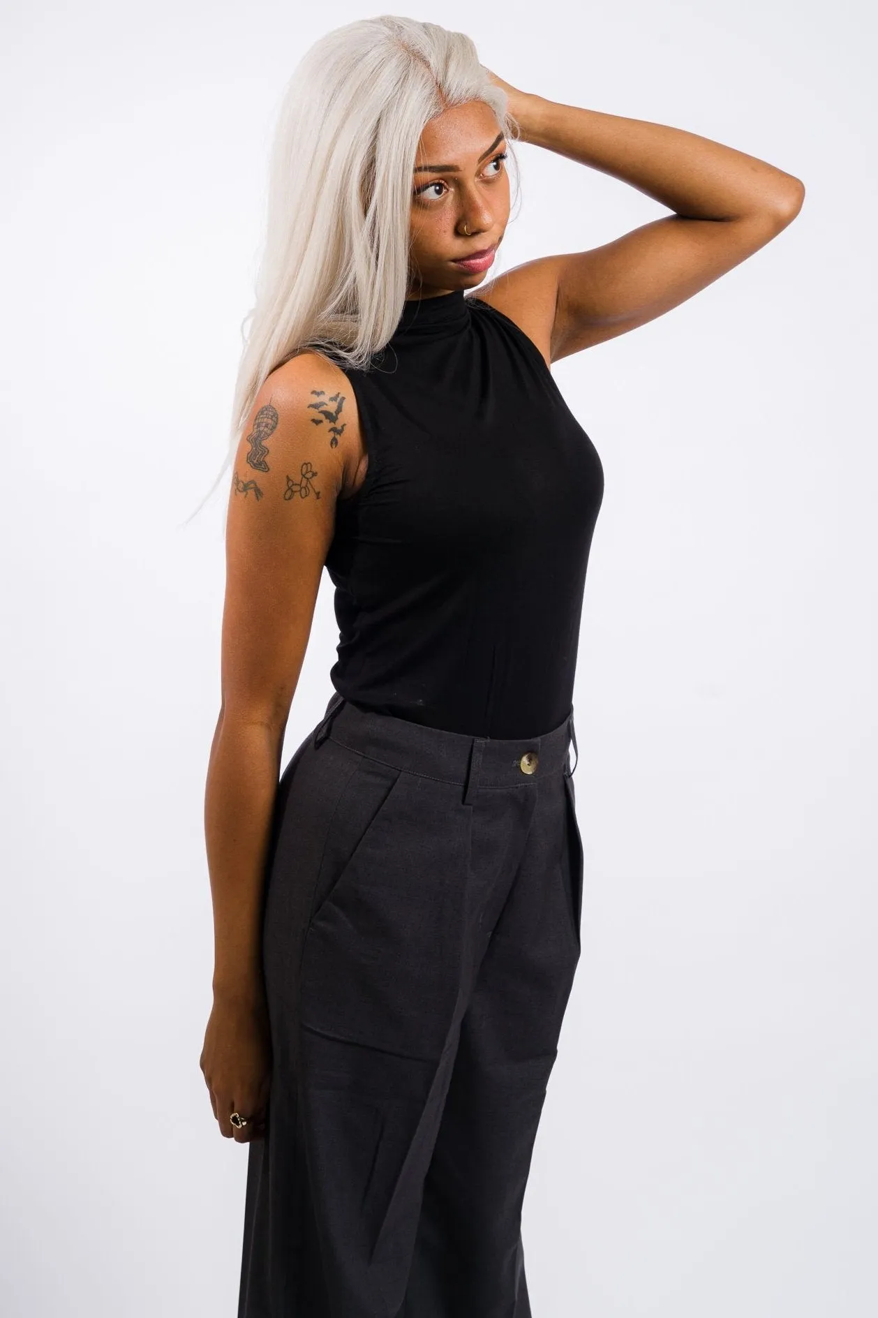 Grade & Gather Mock Neck Modal Tank - Black