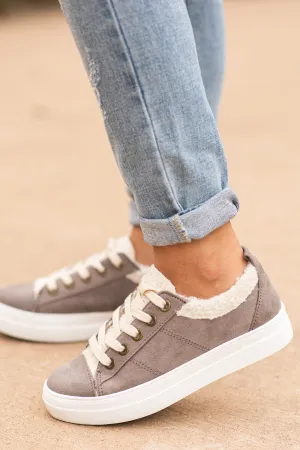 Grey and Beige Lace Up Sneakers