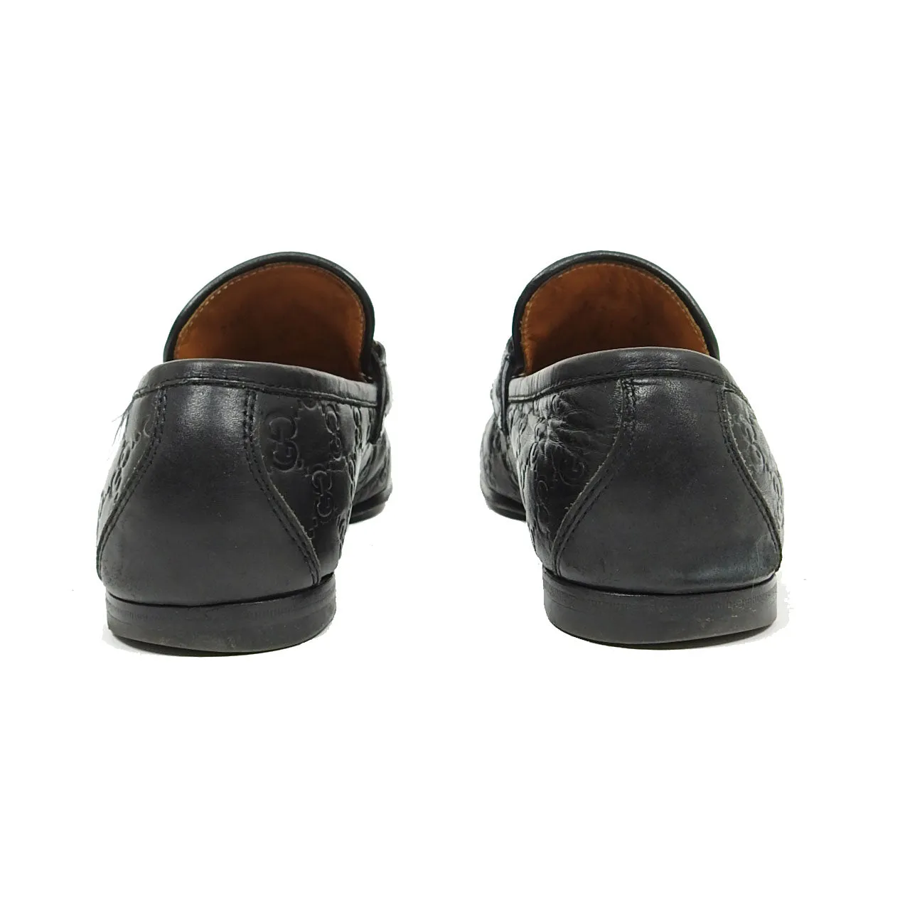 Gucci Black Horsebit Monogram Loafers Size 42