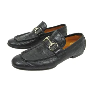 Gucci Black Horsebit Monogram Loafers Size 42