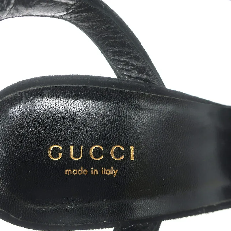 Gucci Glitter Double Ankle Strap Sandals Bronze Size 38.5 Peep Toe Heels