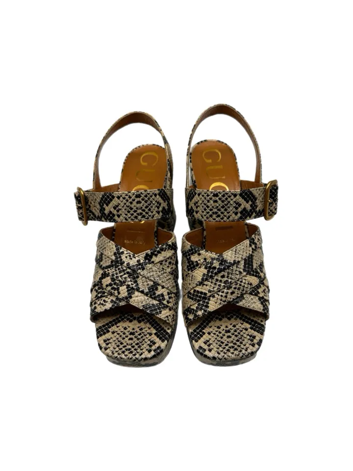 Gucci Python Embossed Platform Heels Women's Size 37 = US 7