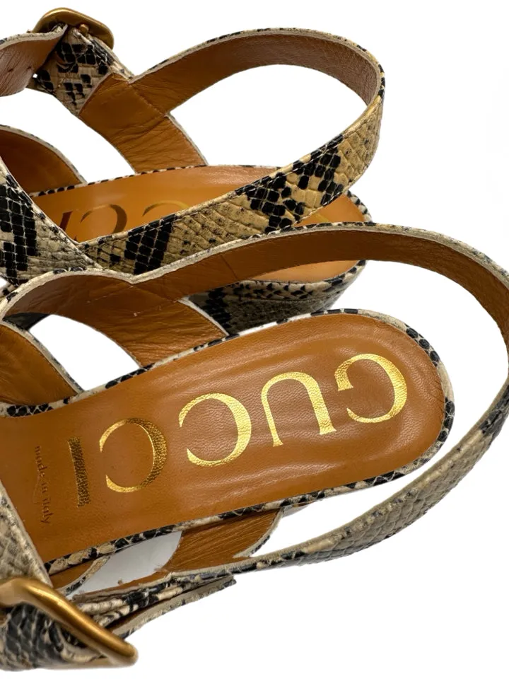 Gucci Python Embossed Platform Heels Women's Size 37 = US 7