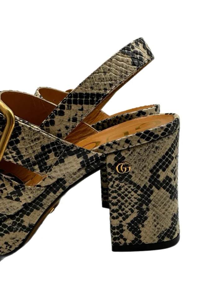 Gucci Python Embossed Platform Heels Women's Size 37 = US 7