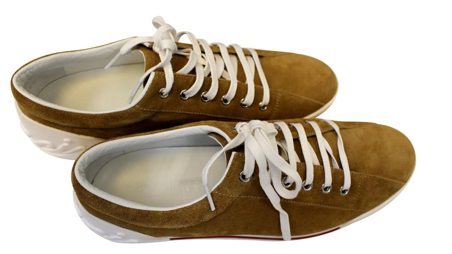 GUCCI Women's Suede Leather Sneaker Script Logo Size 41G