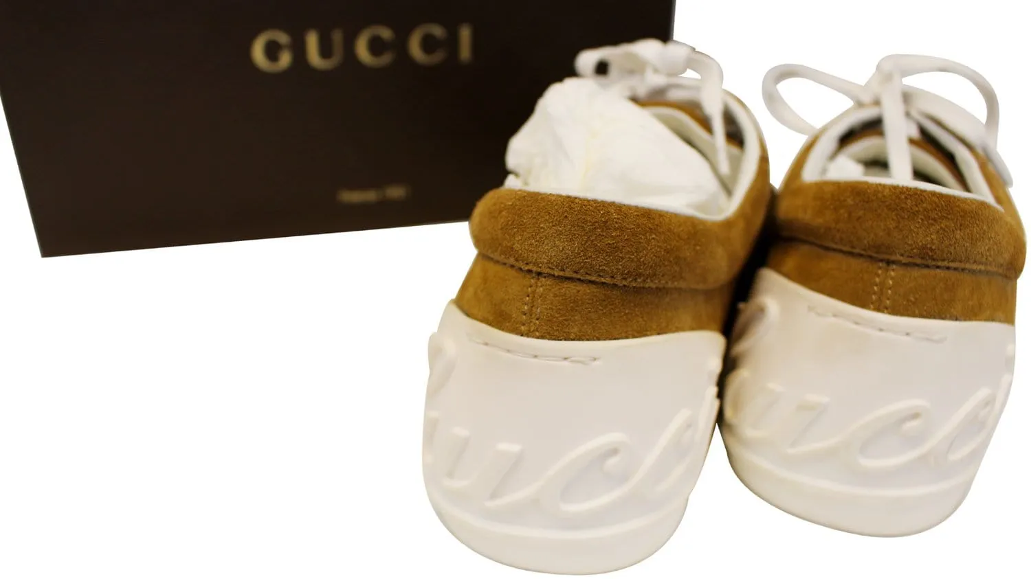 GUCCI Women's Suede Leather Sneaker Script Logo Size 41G