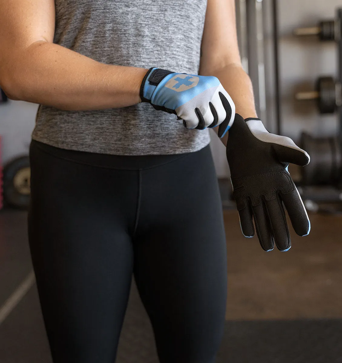 Harbinger Women's Shield Protect Weight Lifting Gloves - Grey/White/Blue