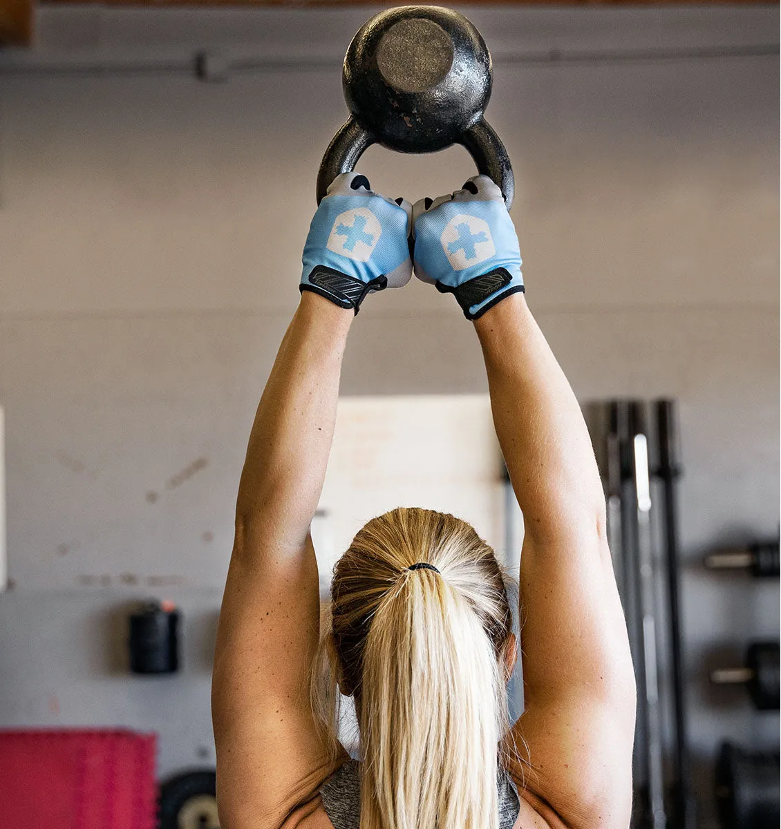 Harbinger Women's Shield Protect Weight Lifting Gloves - Grey/White/Blue