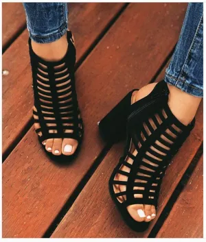 Heel Female Sandals Summer Open Toe Hollow High Heels Large Size