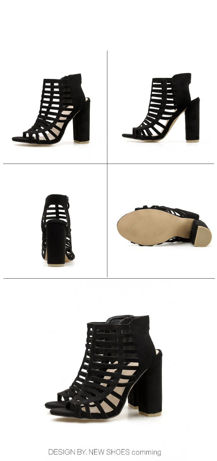 Heel Female Sandals Summer Open Toe Hollow High Heels Large Size
