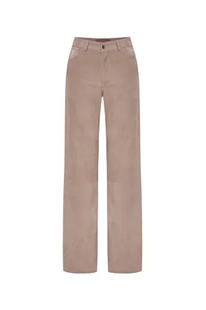 Helene Women's Wide-Leg Nubuck Leather Trousers - Vison