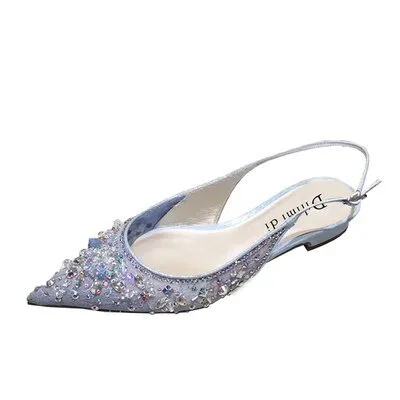 High-heeled mesh bridesmaid pointed toe wedding shoes