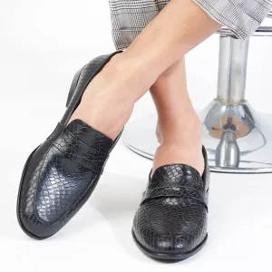 Hugo Black Croc Loafers For Men