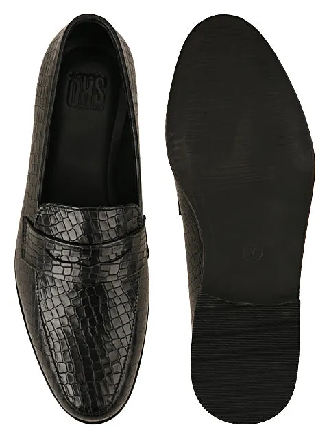Hugo Black Croc Loafers For Men
