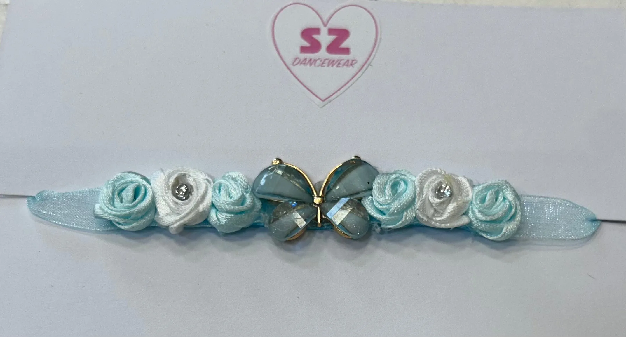 Ice Blue & White Butterfly Bunwrap