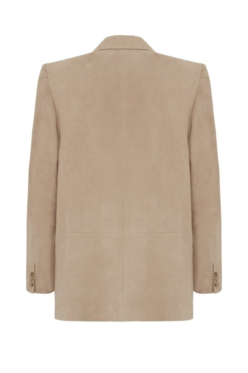 Ilaria Women's Nubuck Oversize Blazer Jacket - Vison