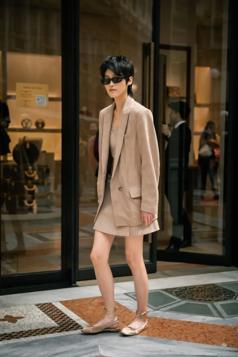 Ilaria Women's Nubuck Oversize Blazer Jacket - Vison