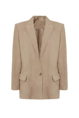 Ilaria Women's Nubuck Oversize Blazer Jacket - Vison